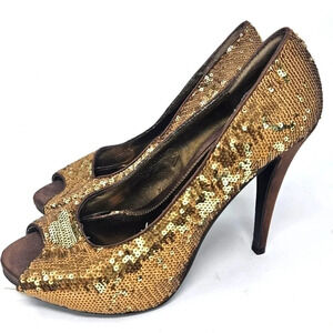 Chinese Laundry Ladybug Sequin Opened Toe Stillettos